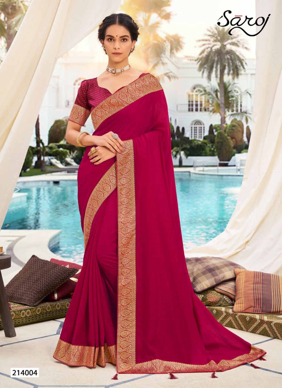 Saroj Ishita Festive Wear Heavy Border Vichitra Silk Fancy Saree Collection